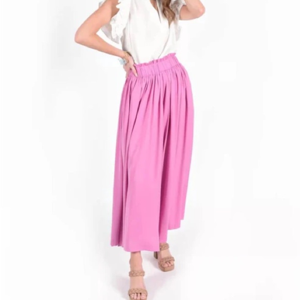 Emily McCarthy Pink Wide Leg Pull On Palazzo Pants